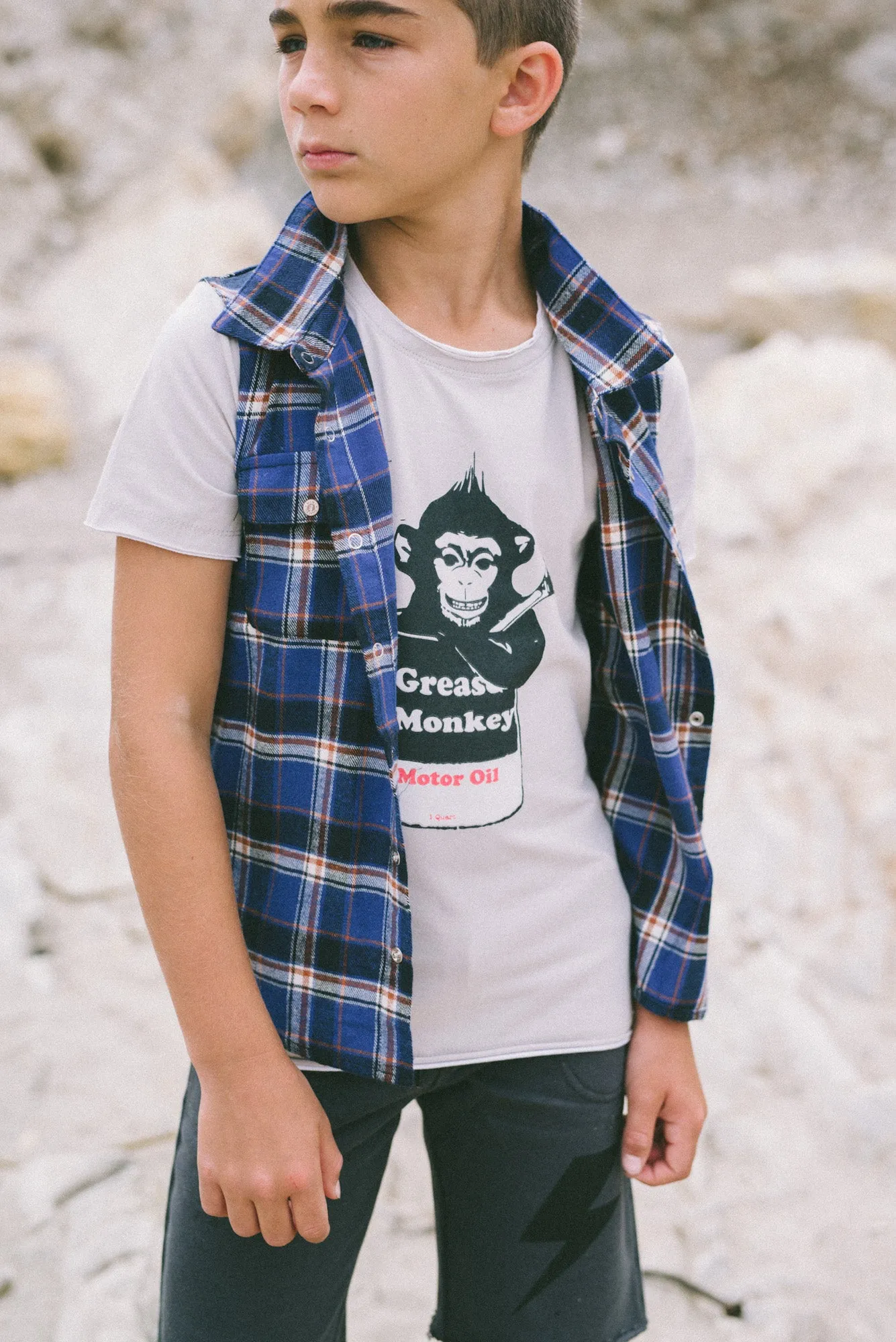 Grease Monkey Real Plaid Vest Baby T-Shirt by: Mini Shatsu