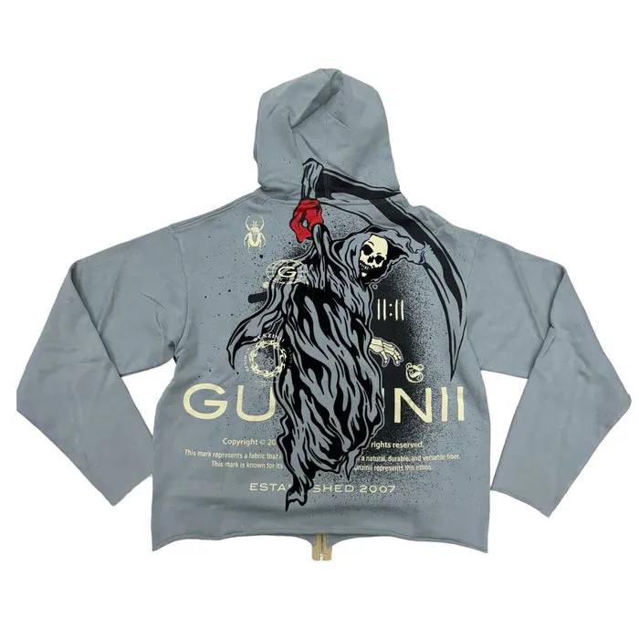 Gunzinii Angle Of Death Crop Top Zip-Up Hoodie Grey