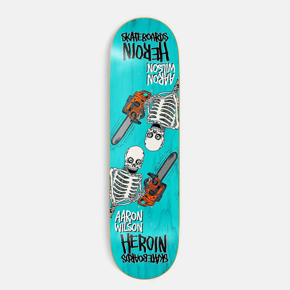 Heroin Skateboards - 8.5 Aaron Wilson Chainsaw Skeletons Skateboard Deck