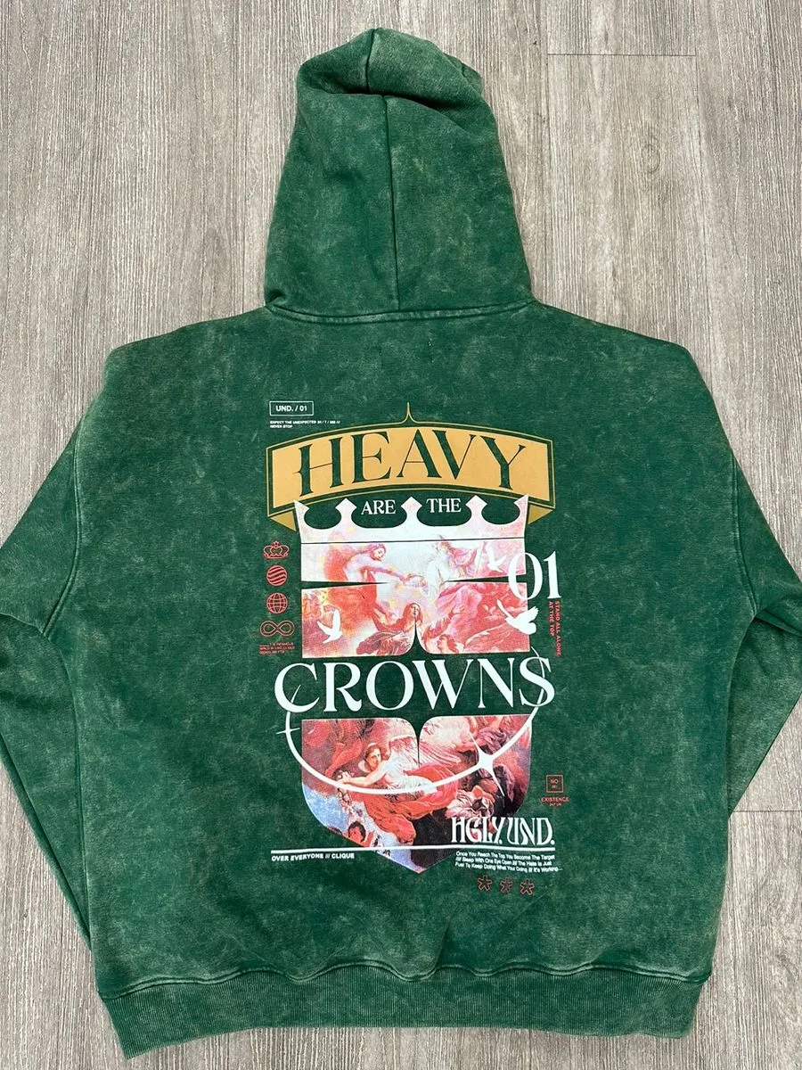 Highly Undrtd Heavy Wash Green Hoodie