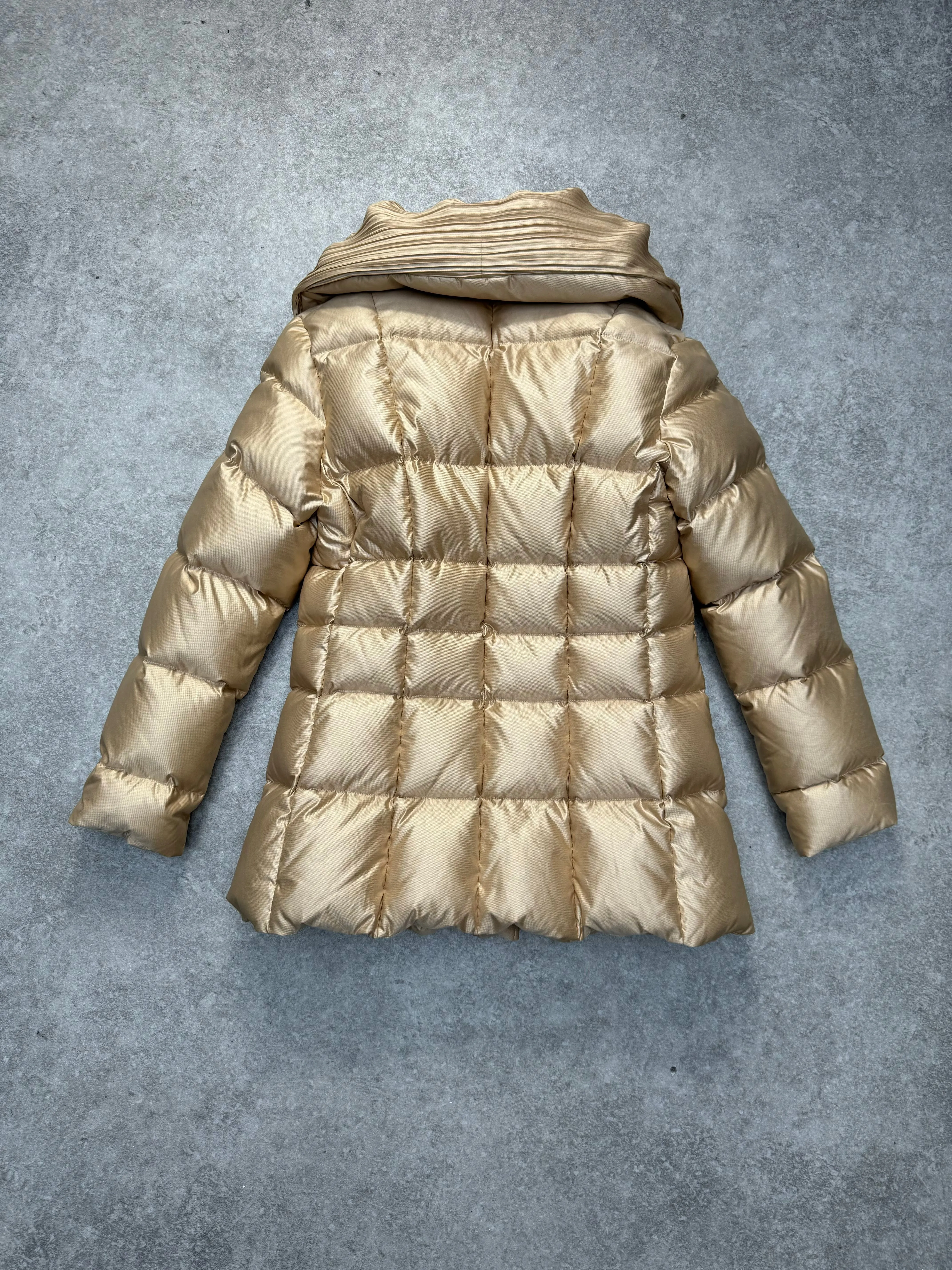 Issey Miyake Pleated Puffy Collar Quilted Puffer Jacket