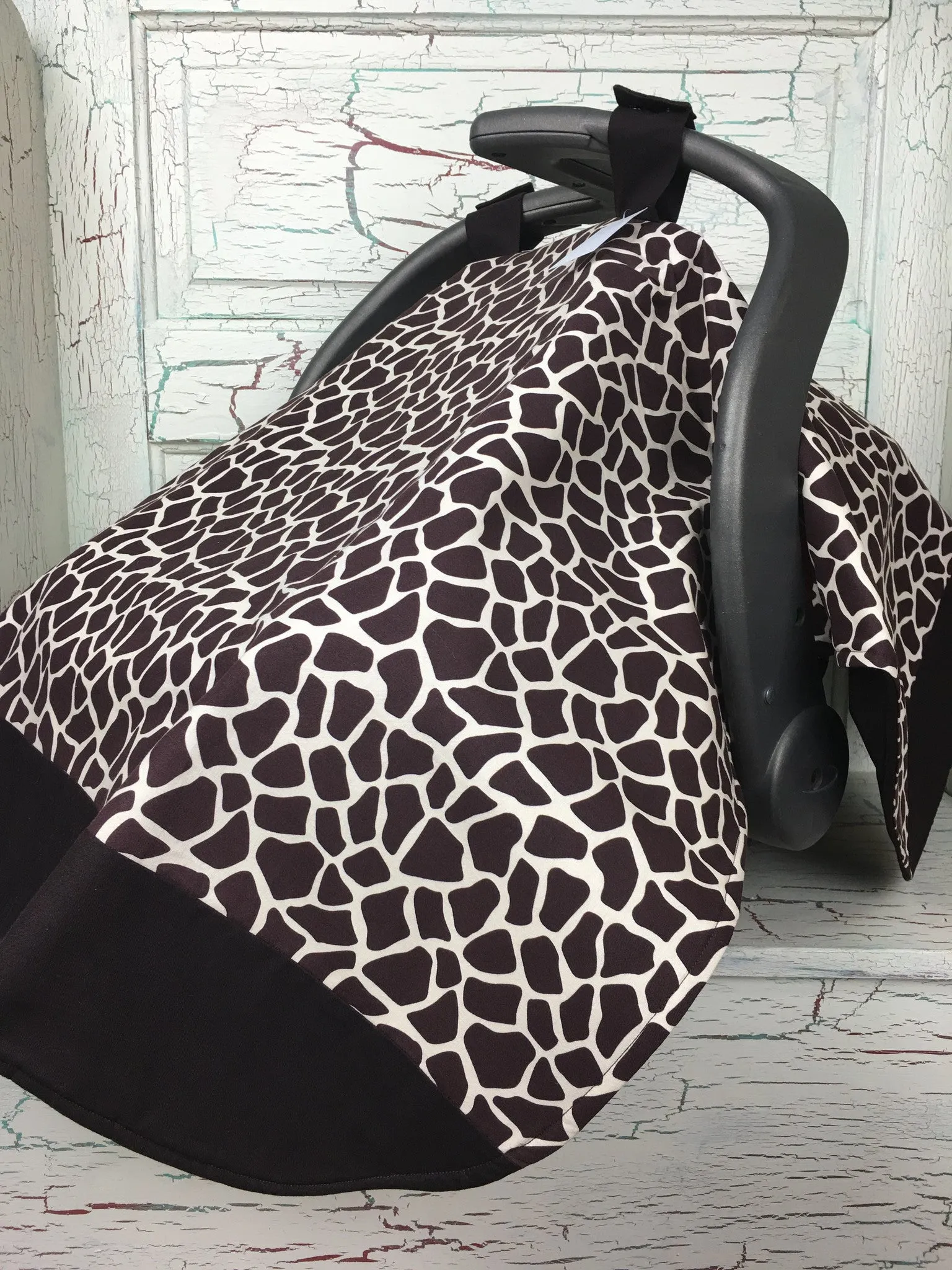 Ivory and Brown Giraffe Carseat Tent