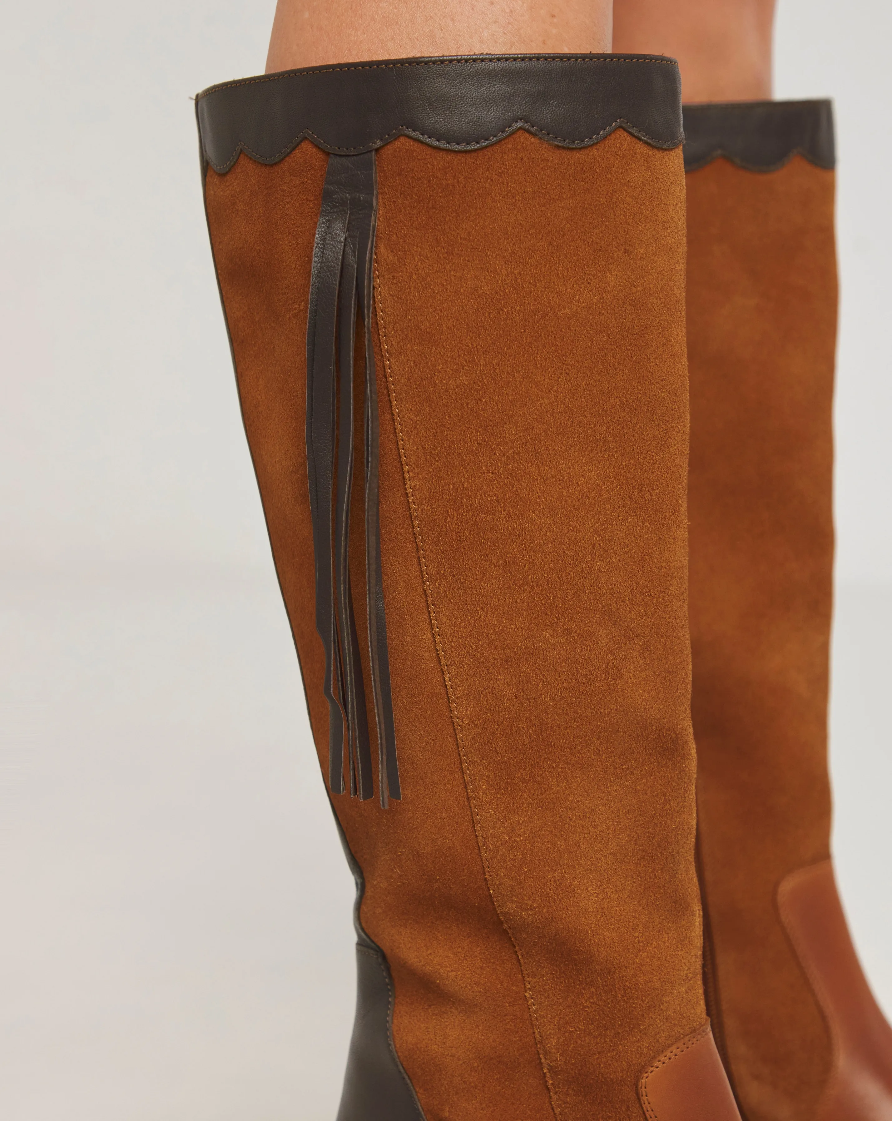 Joe Browns Knee High Riding Boot With Patch Work Detail E Fit Super Curvy Calf