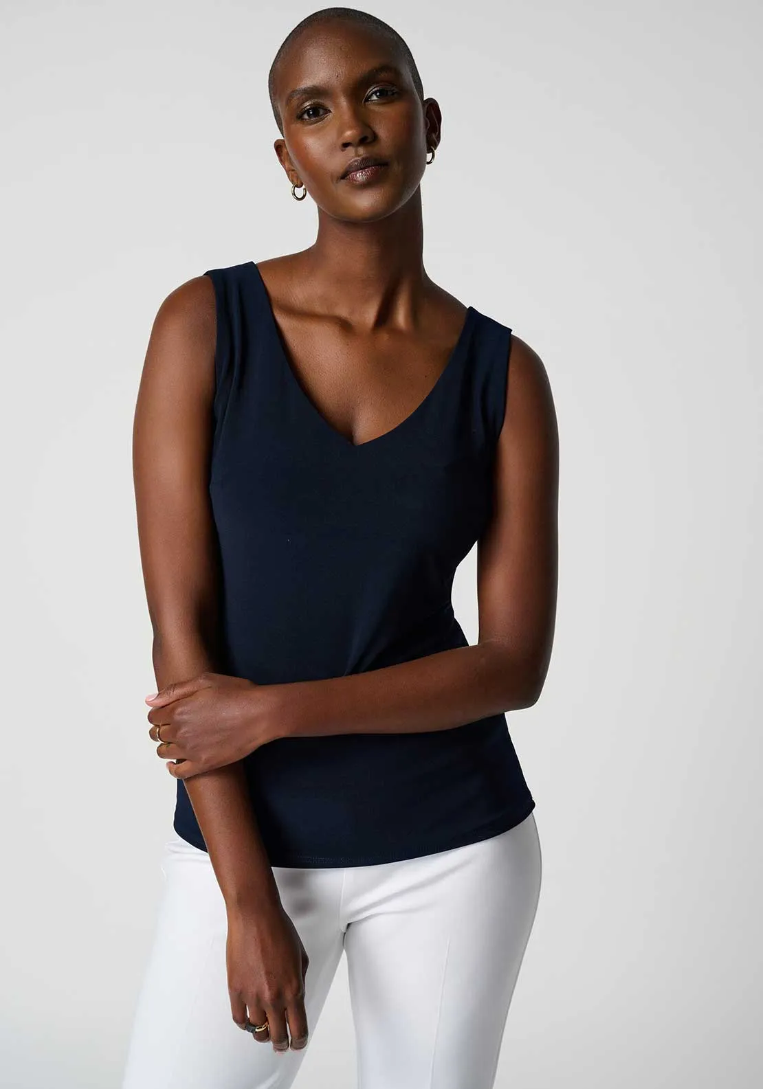 Joseph Ribkoff V Neck Sleeveless Top, Navy