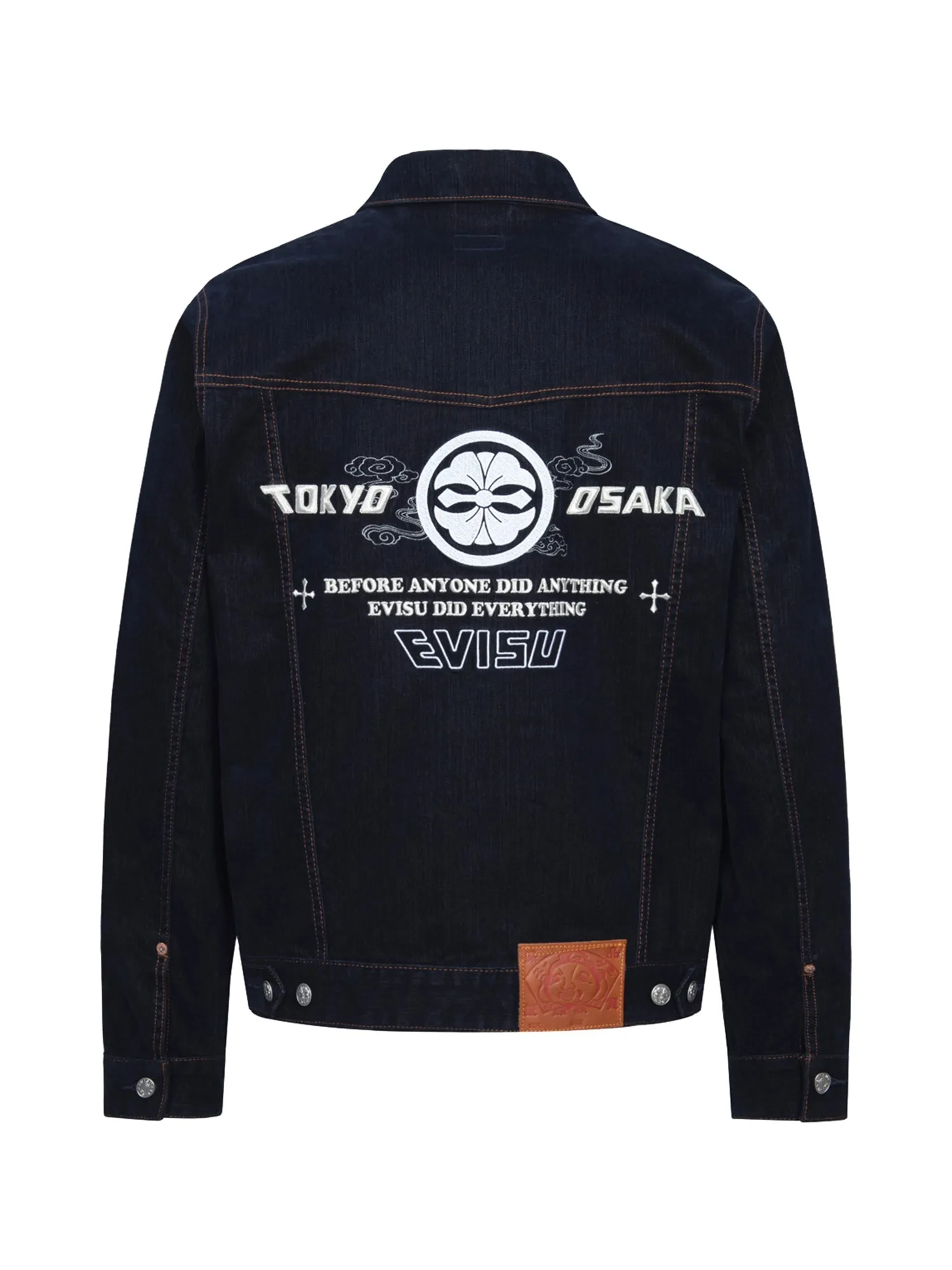 Kamon and Seagull Embroidery Regular Fit Denim Jacket