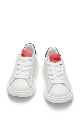 Kids' leather trainers with double logo