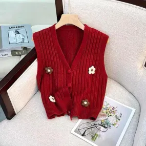 Knitted Cardigan Vest Women's Autumn 2023 New Women's Wear Waistcoat Vest Small Jacket Short Winter Top