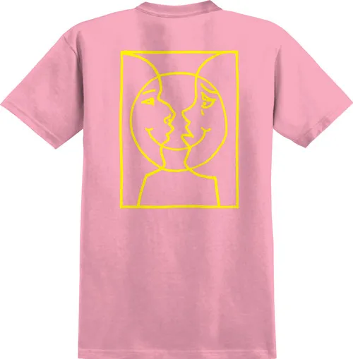 Krooked Skateboards Shirt Moonsmile Raw Light Pink/Yellow