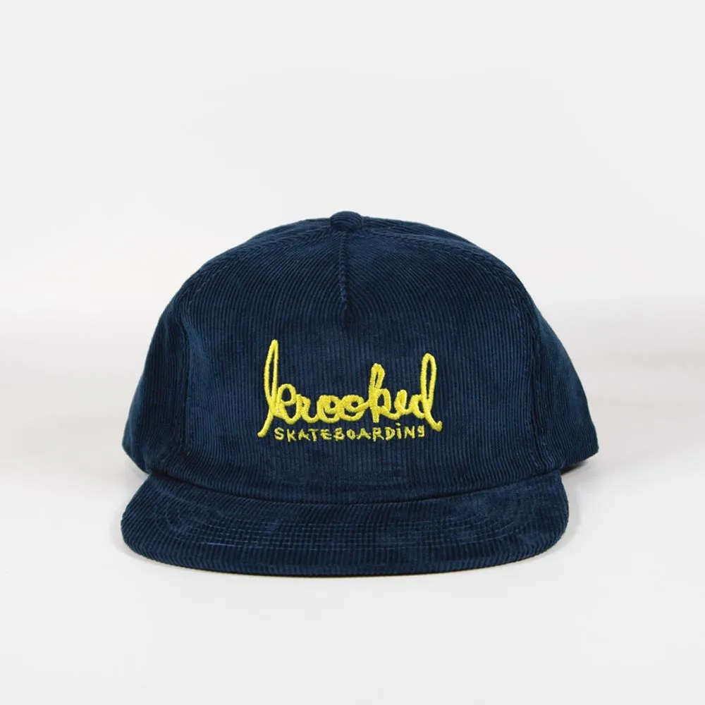 Krooked Skateboards - Skript Corduroy Snapback Cap - Blue / Yellow