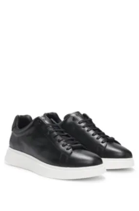 Leather trainers with rubber outsole