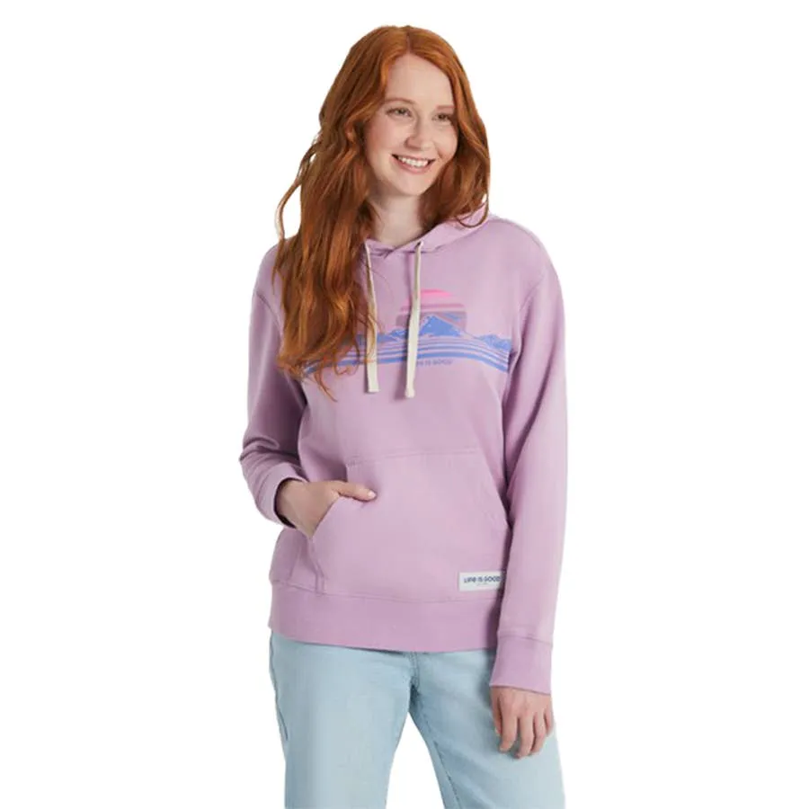 Life is Good Women's Retro Mountainscape Simply True Graphic Hoodie - Violet Purple