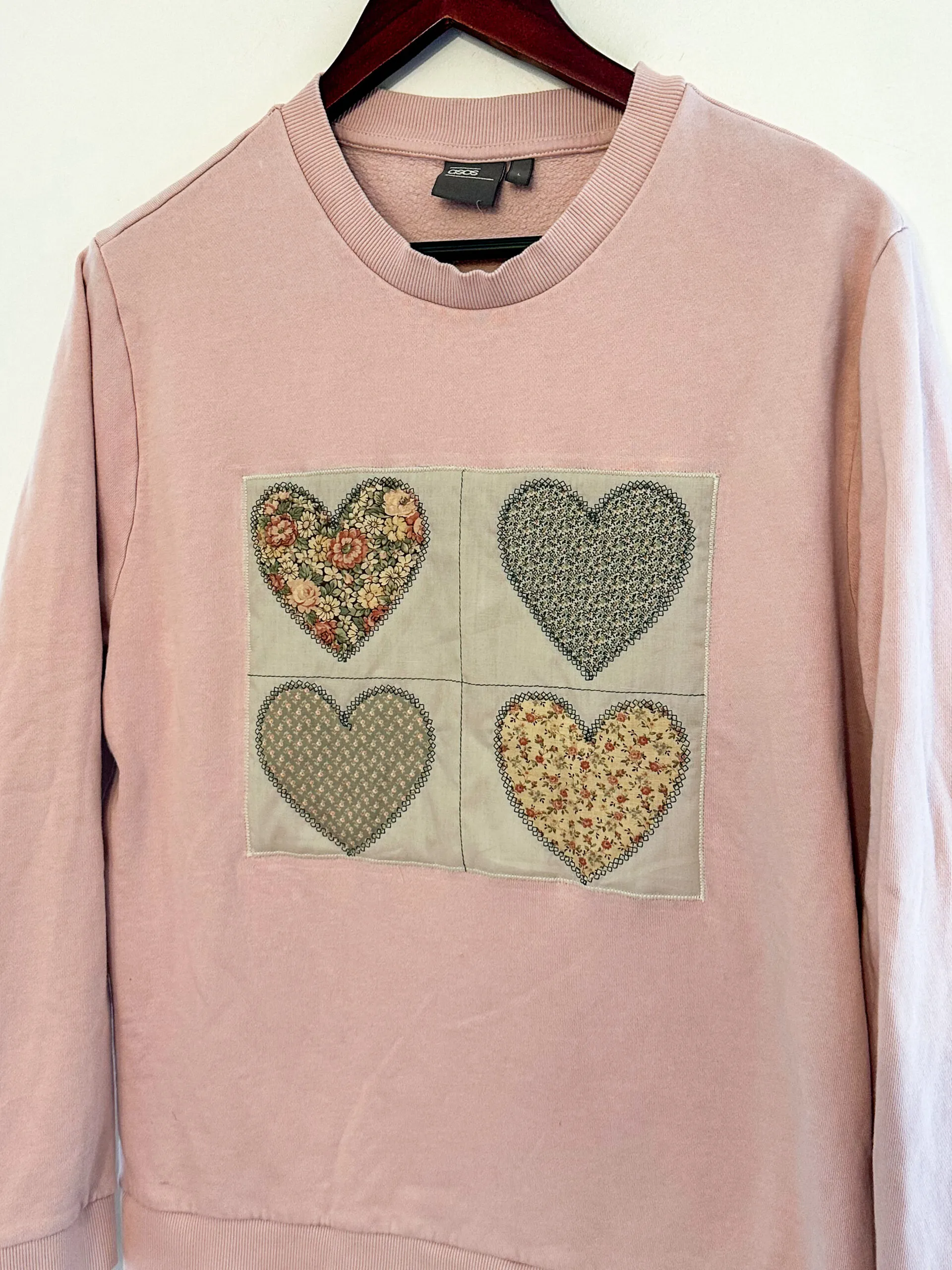 Light Pink Grandma Quilt Heart / Valentine Crewneck