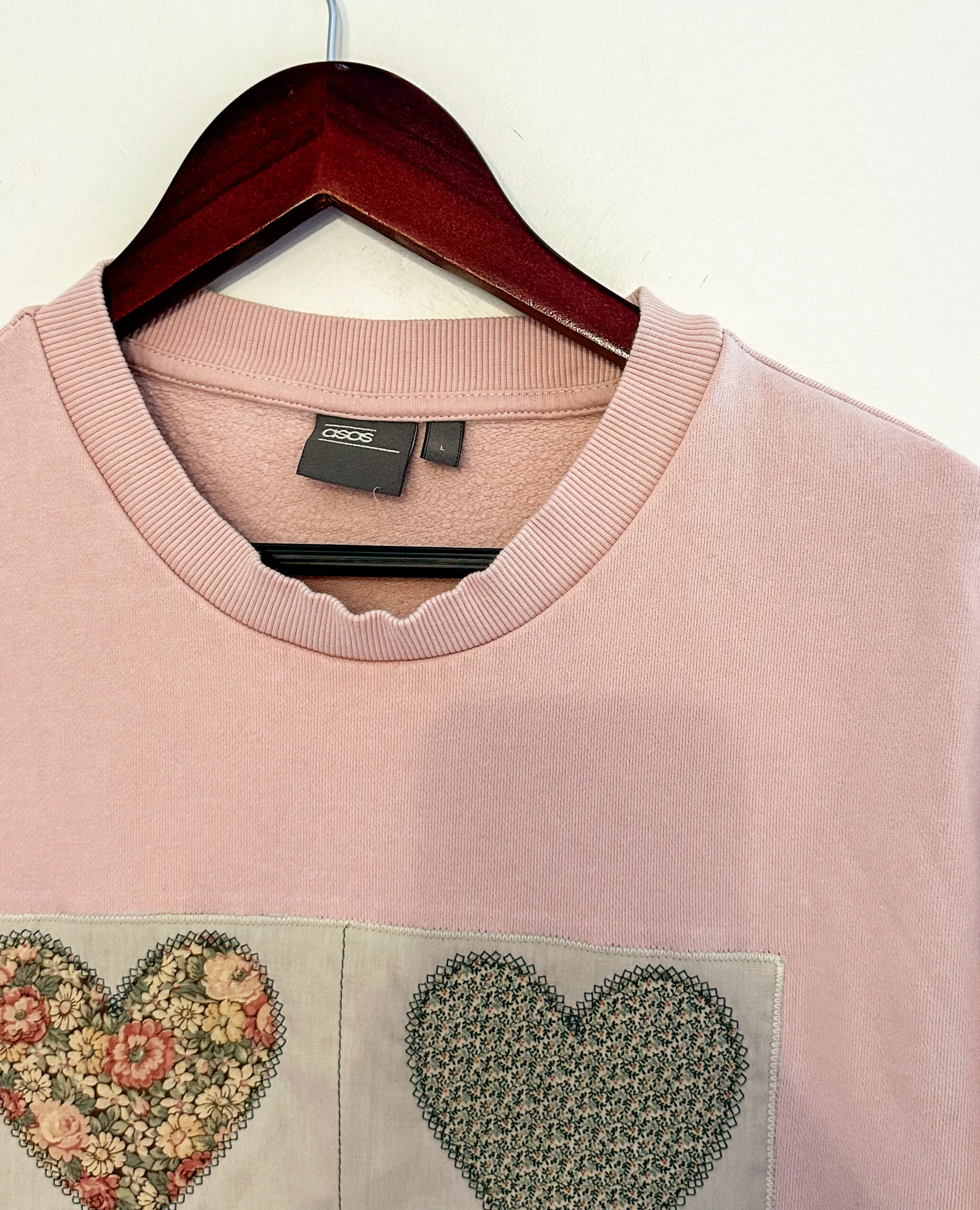 Light Pink Grandma Quilt Heart / Valentine Crewneck