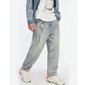 Loose fit jeans in light wash blue for men