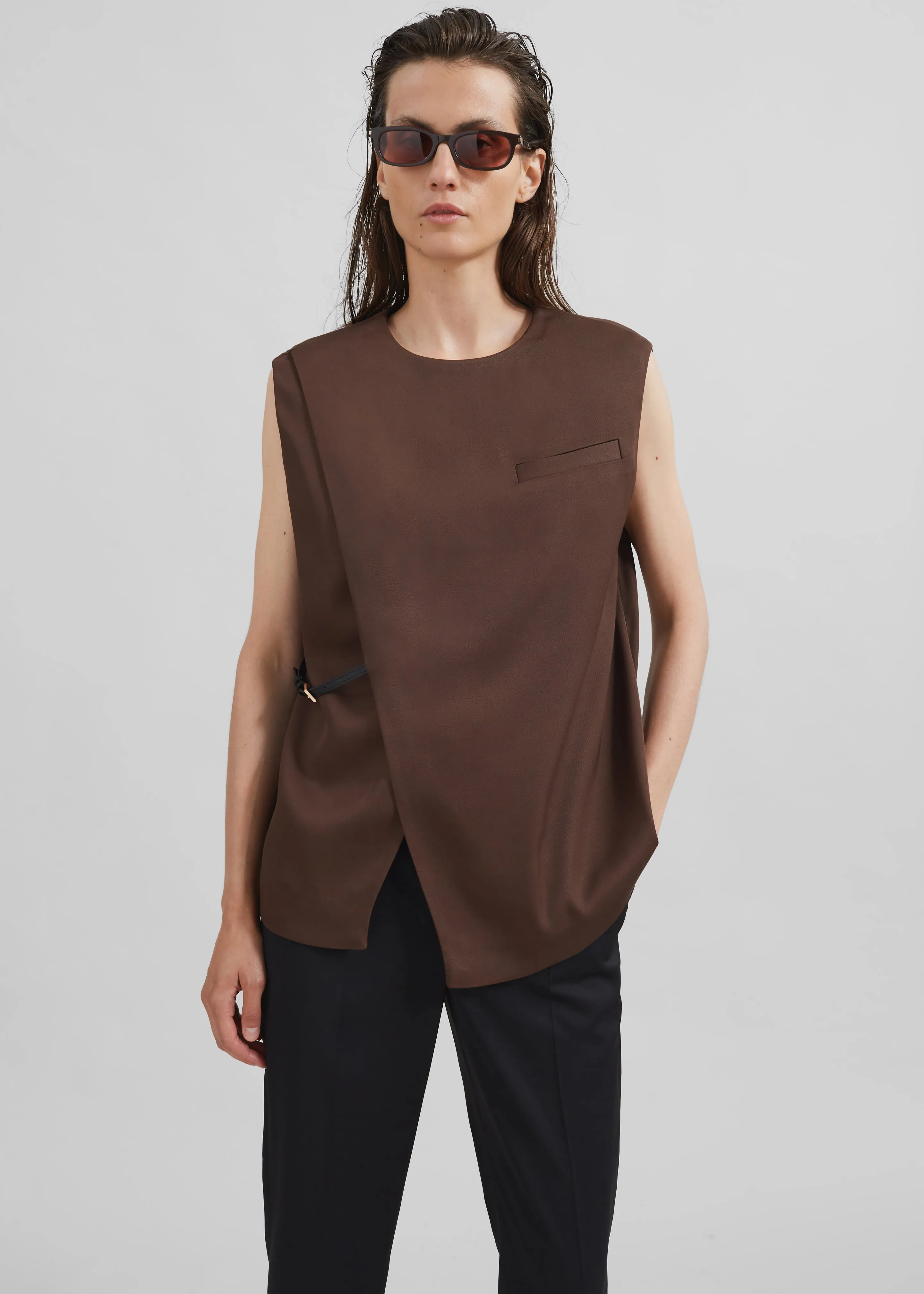 Loulou Studio Sambac Sleeveless Top - Choco