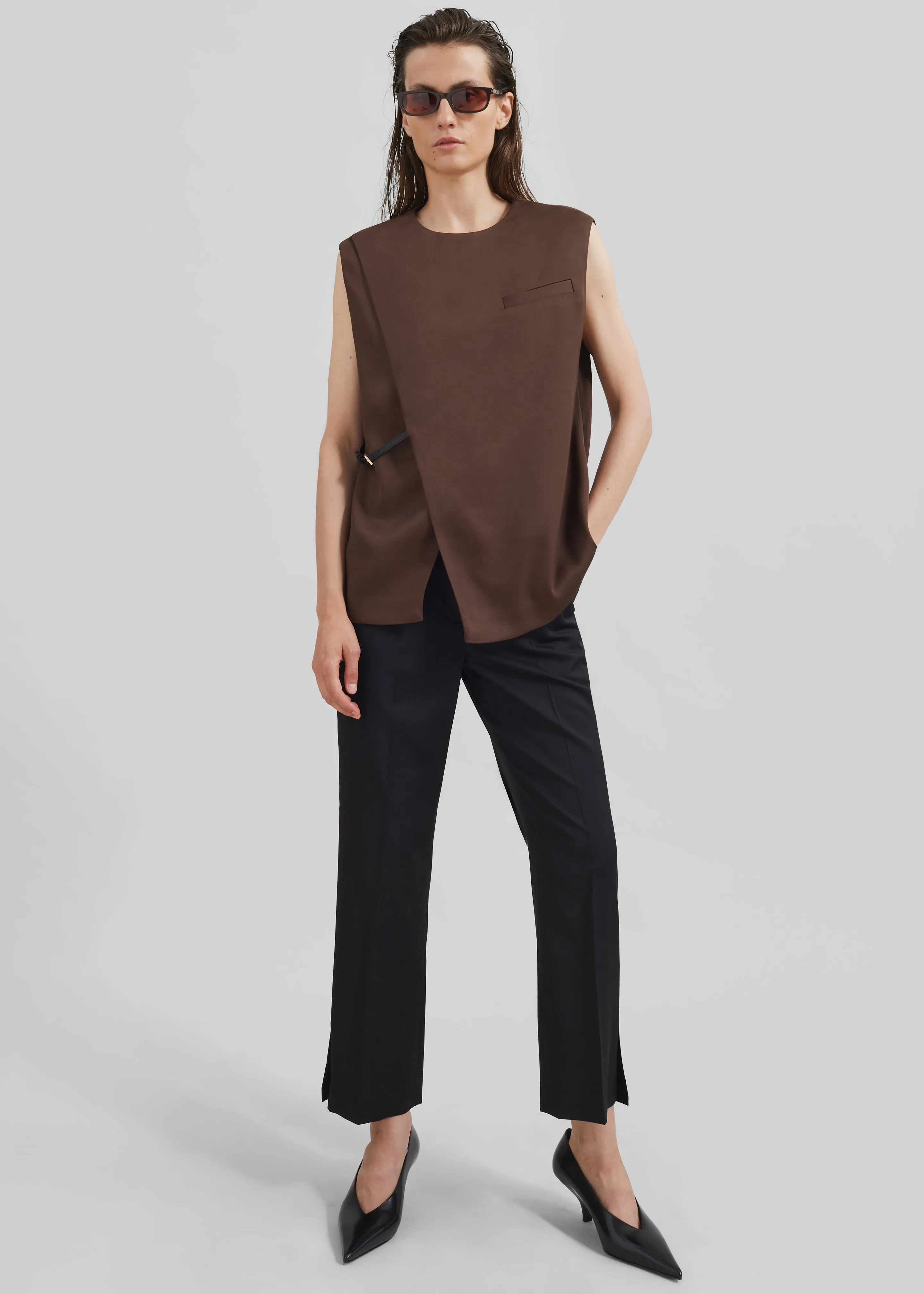 Loulou Studio Sambac Sleeveless Top - Choco