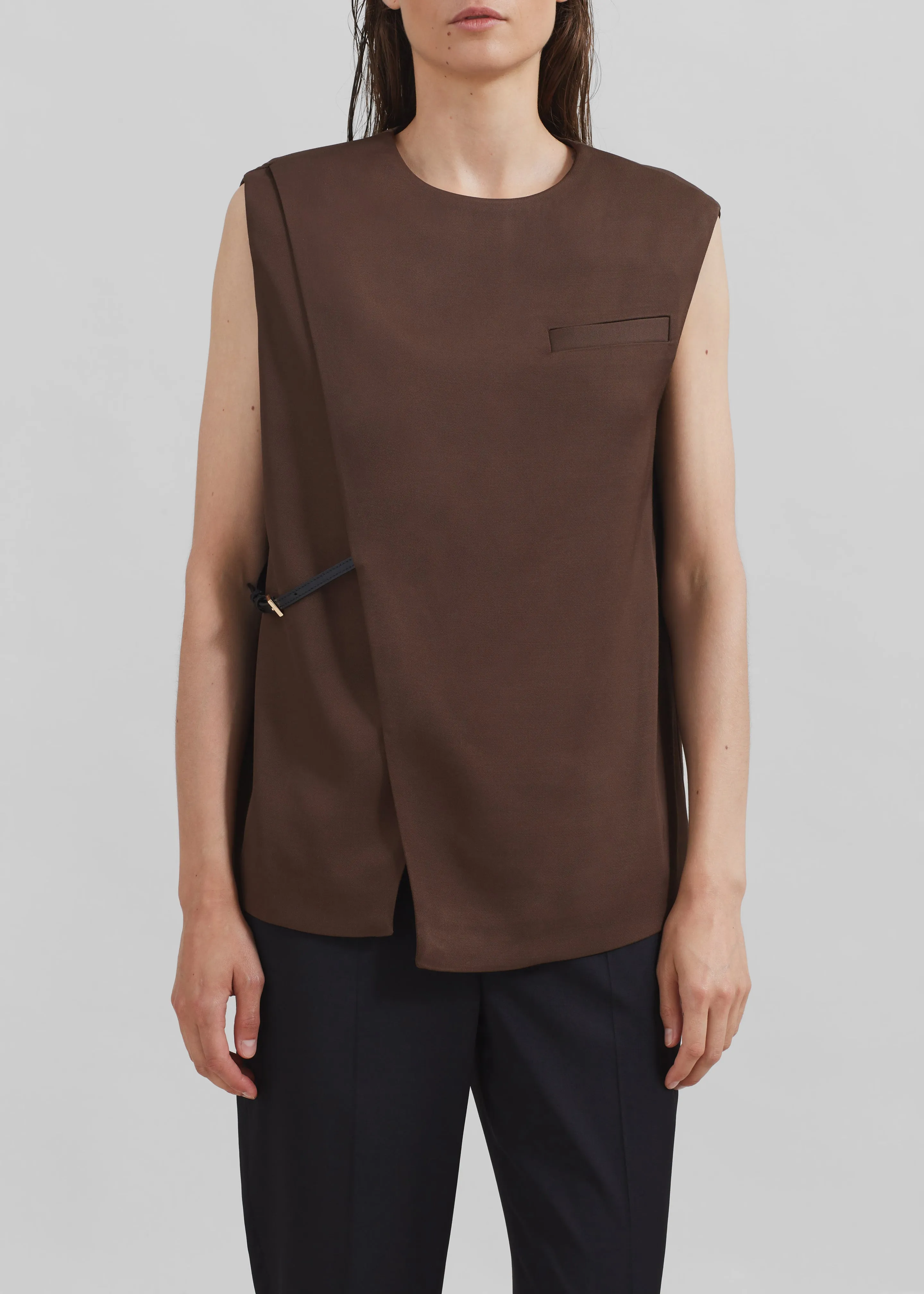 Loulou Studio Sambac Sleeveless Top - Choco