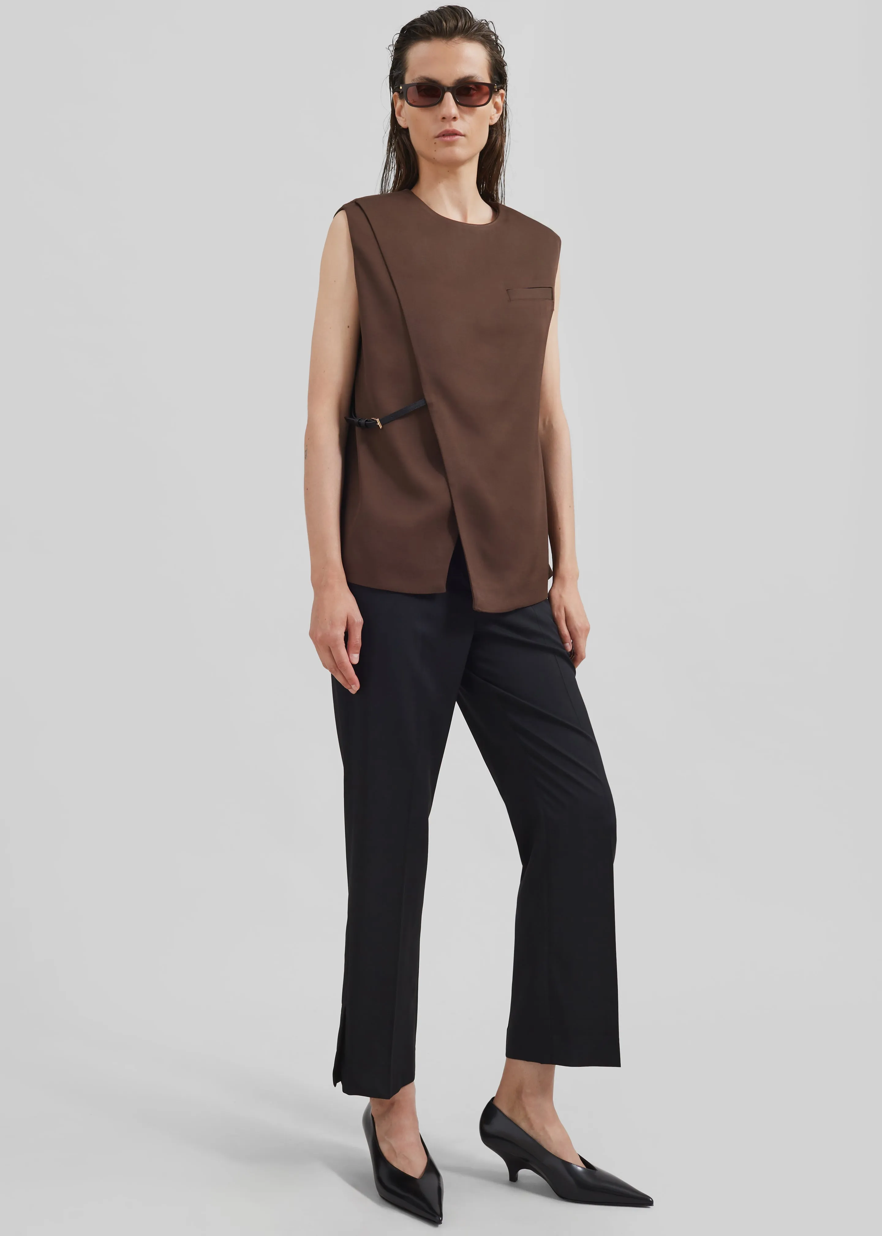 Loulou Studio Sambac Sleeveless Top - Choco