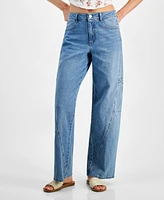 Macy's And Now This Women's Twisted-Seam Cargo Wide-Leg Jeans, Created for Macy's