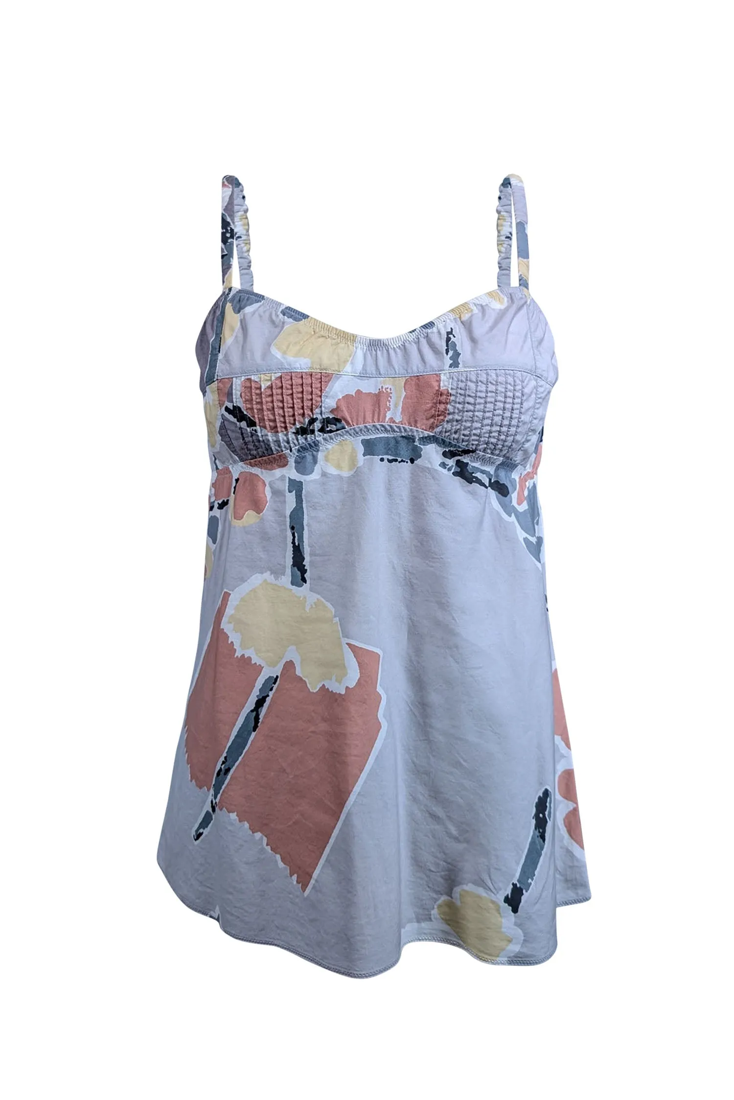 Marni - Light Grey Muted Abstract Floral Print Sleeveless Cotton Top Sz S