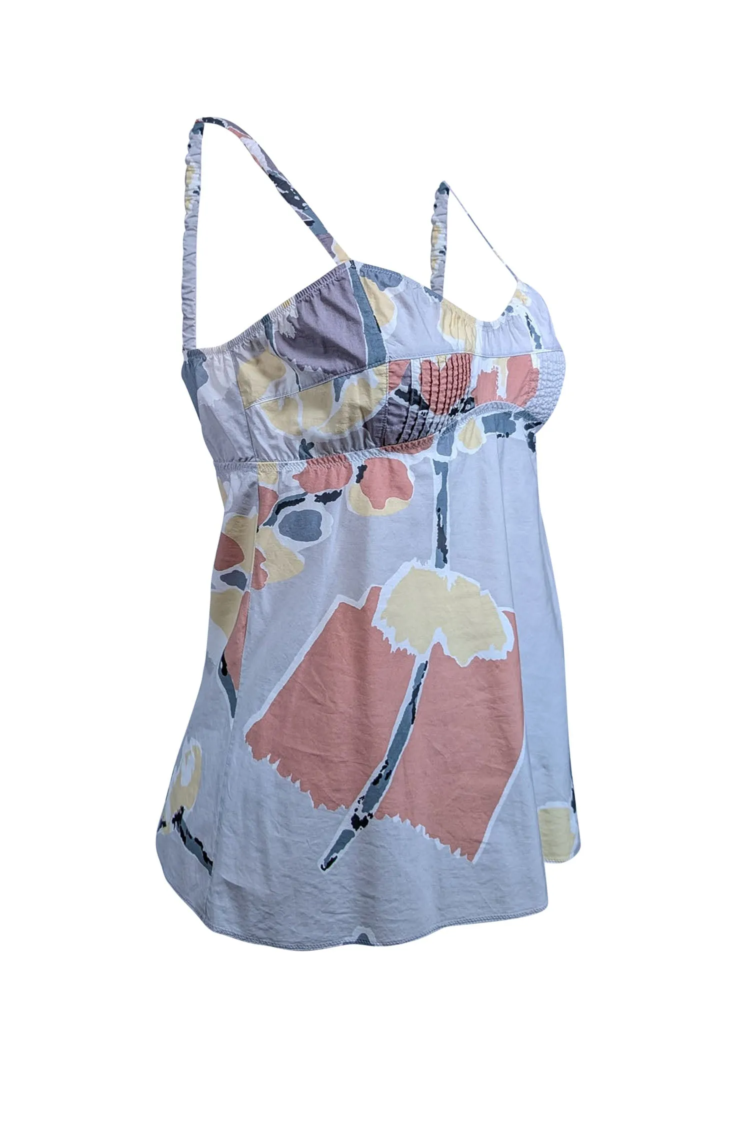 Marni - Light Grey Muted Abstract Floral Print Sleeveless Cotton Top Sz S