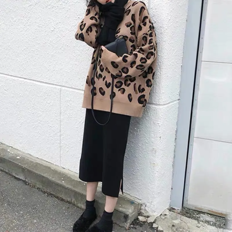 Maternity Autumn Suit Fashionable Outing Leopard Print Sweater Small and Temperamental Maternity Skirt Two-piece Set