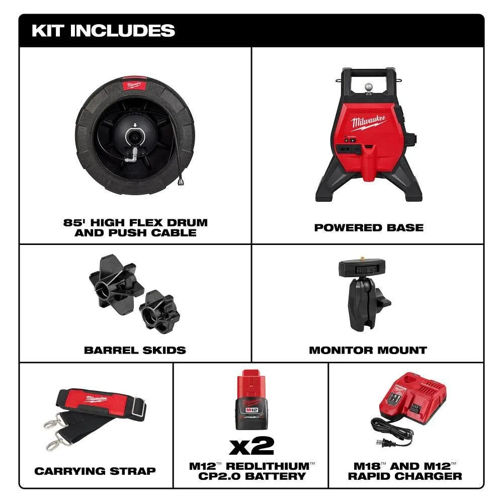 Milwaukee Tools M12 85’ High Flex Compact Inspection Camera Kit 3318-22B