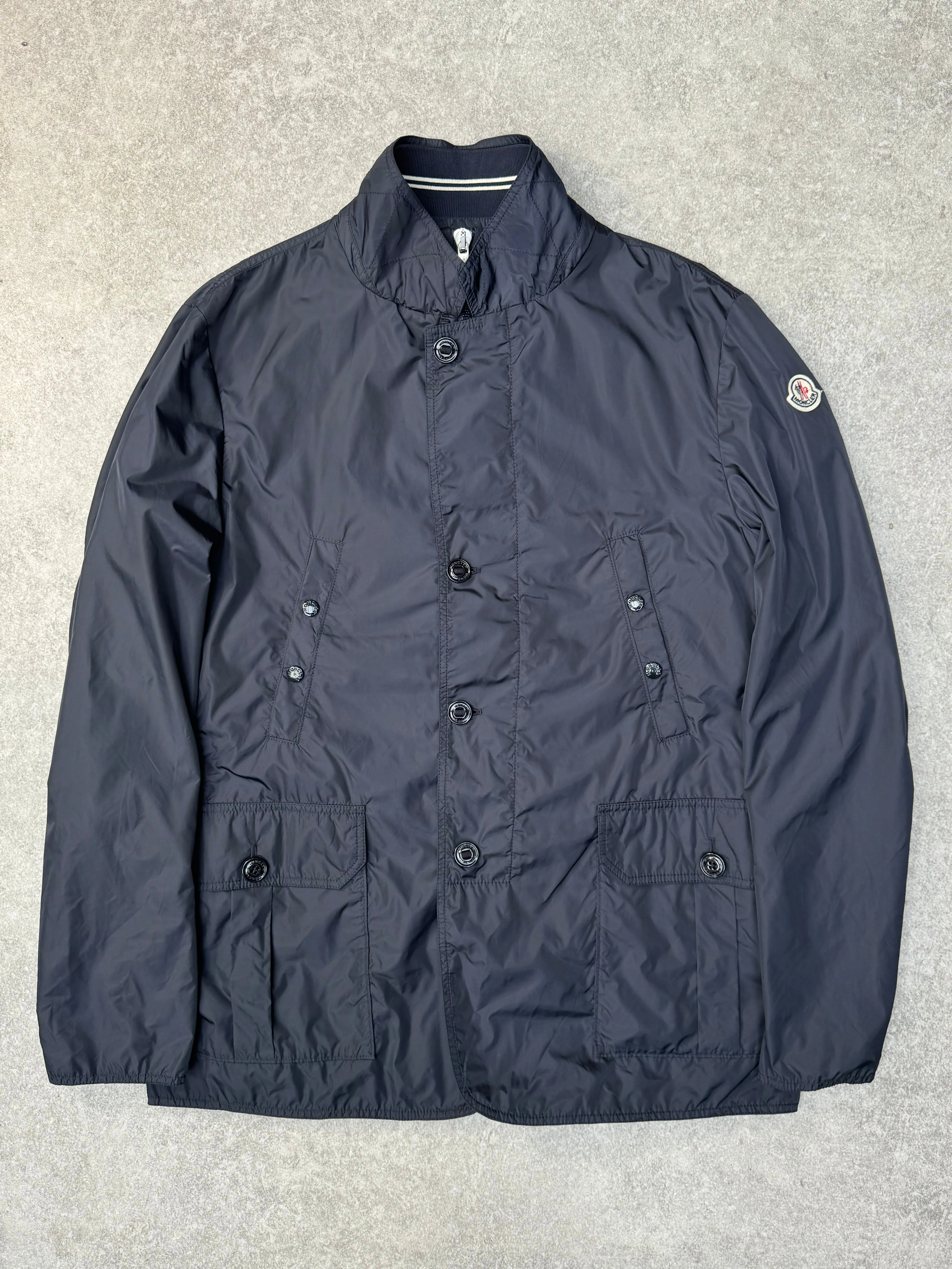 Moncler Navy Knitted Collar Windbreaker Jacket