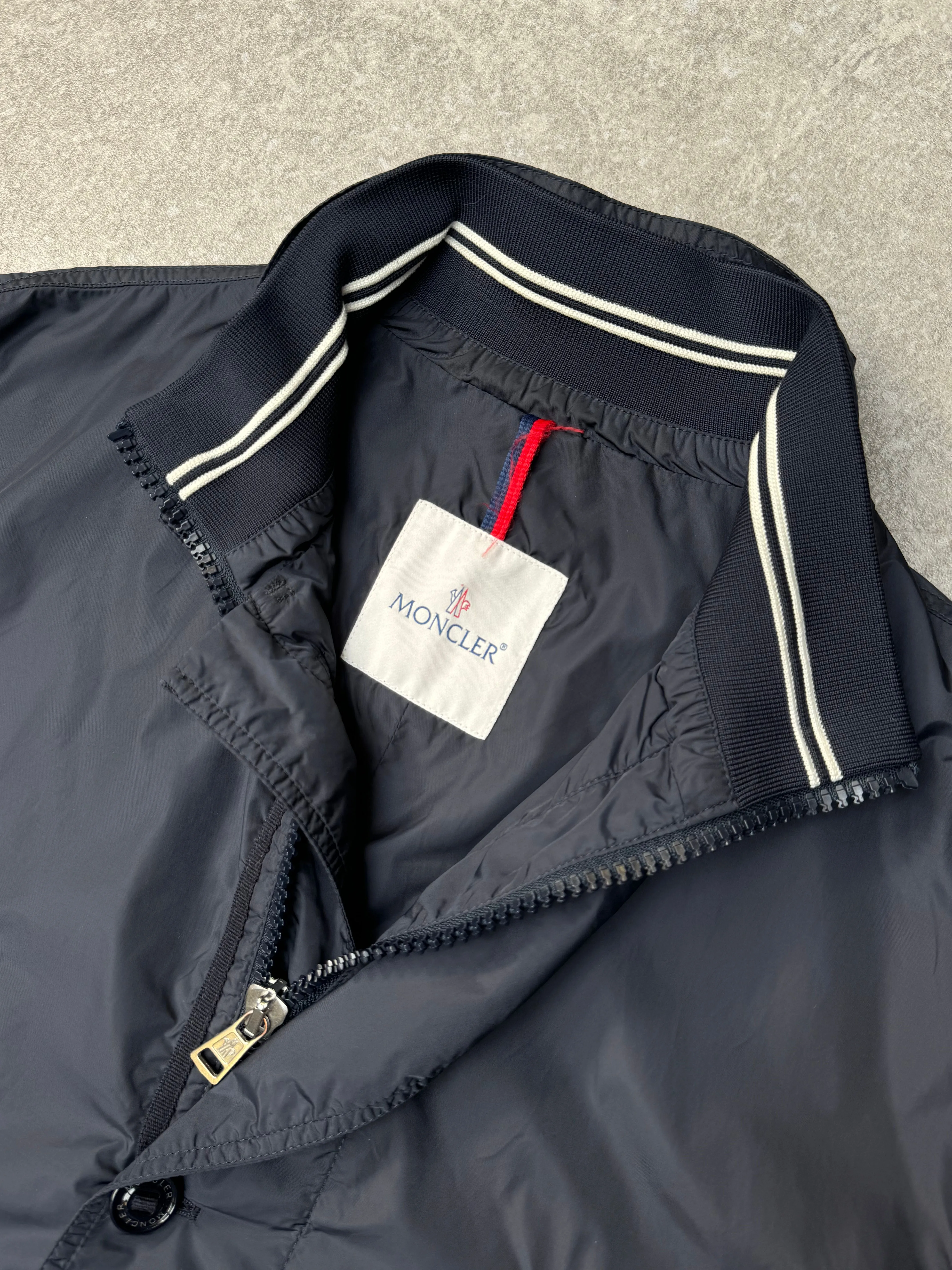 Moncler Navy Knitted Collar Windbreaker Jacket