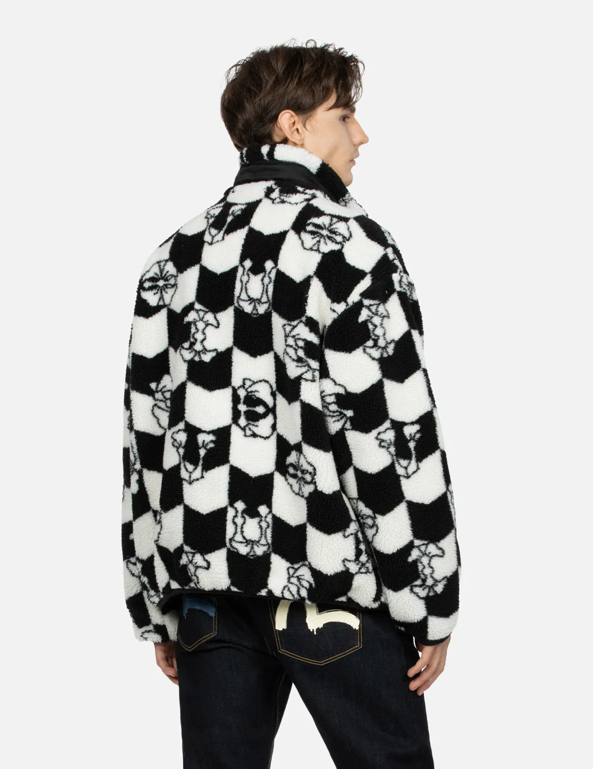 Monogram Jacquard Relax Fit Zipped Sherpa Jacket