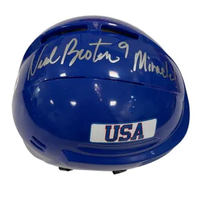 Neal Broten Autographed Royal Blue Mini Helmet Miracle! (#7/9)