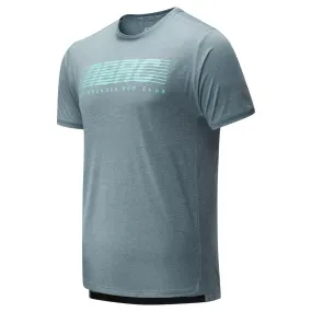 New Balance Men's Printed Impact Run Short Sleeve Top T Shirt - Green