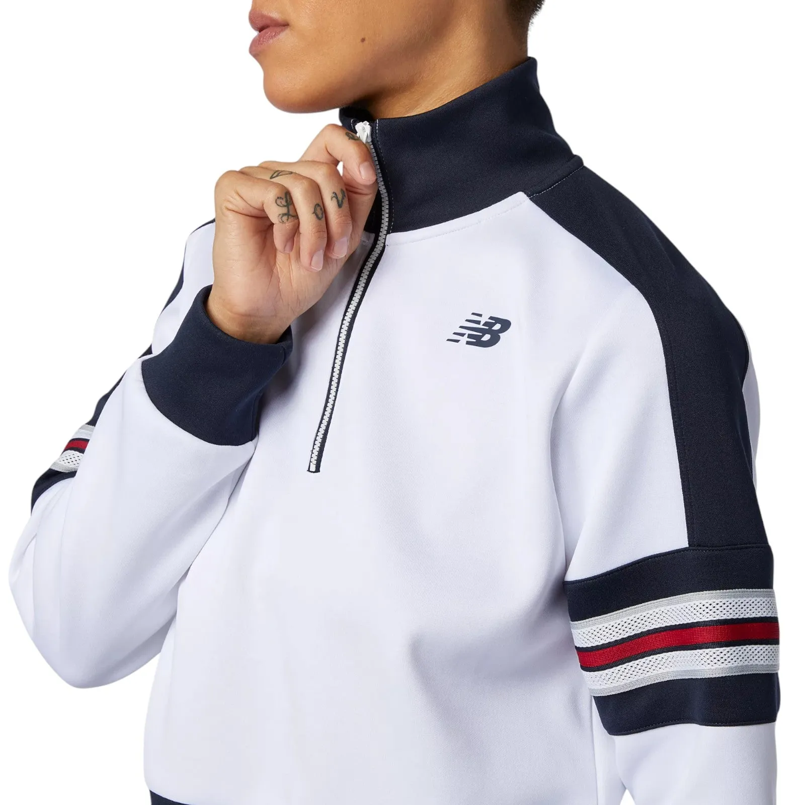 New Balance Womens Archive Half Zip Sweatshirt - White