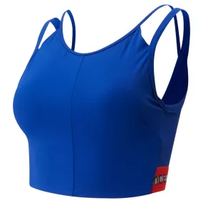 New Balance Womens Determination Feel The Cool Strappy Crop Top - Blue