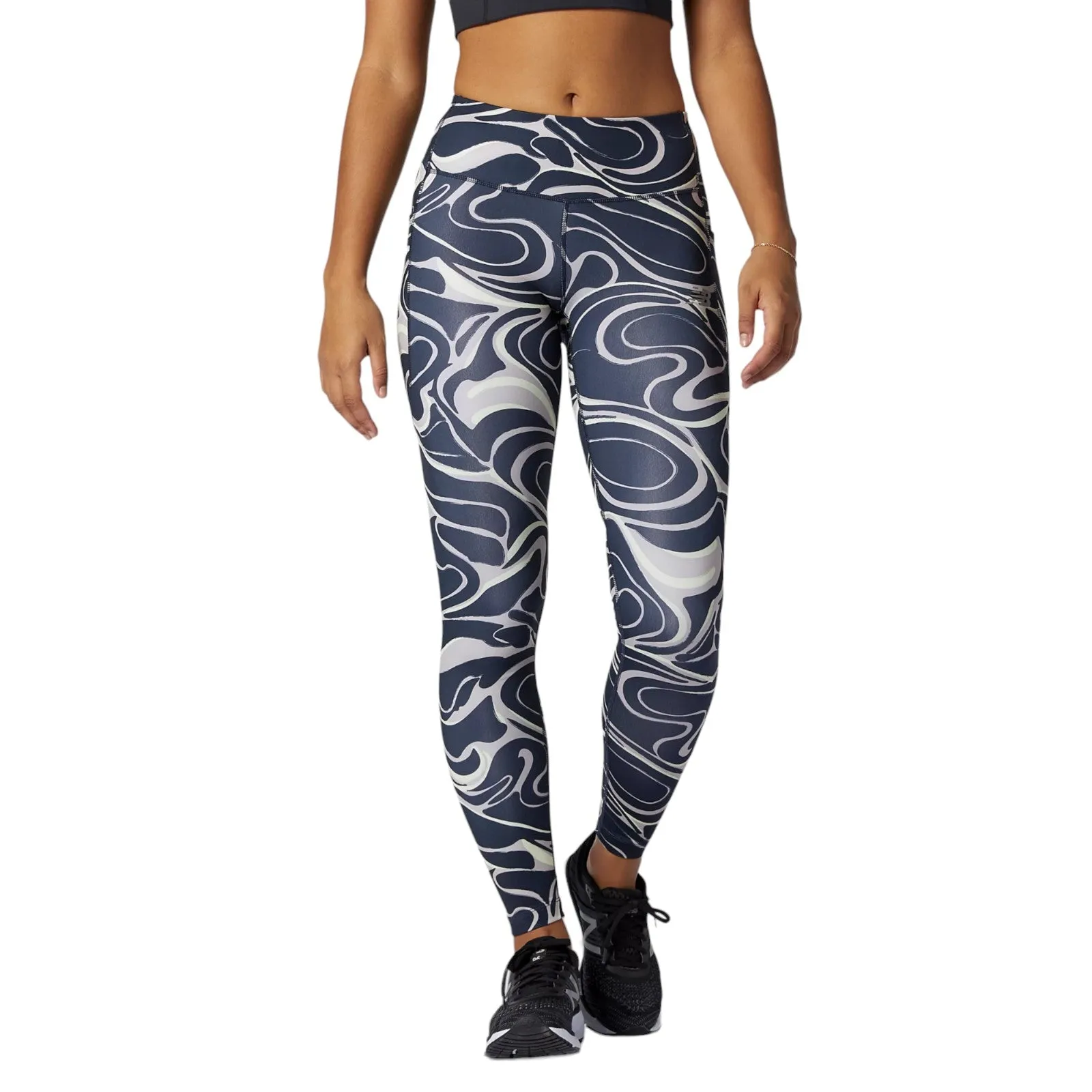 New Balance Womens Printed Impact Run Tights - Blue