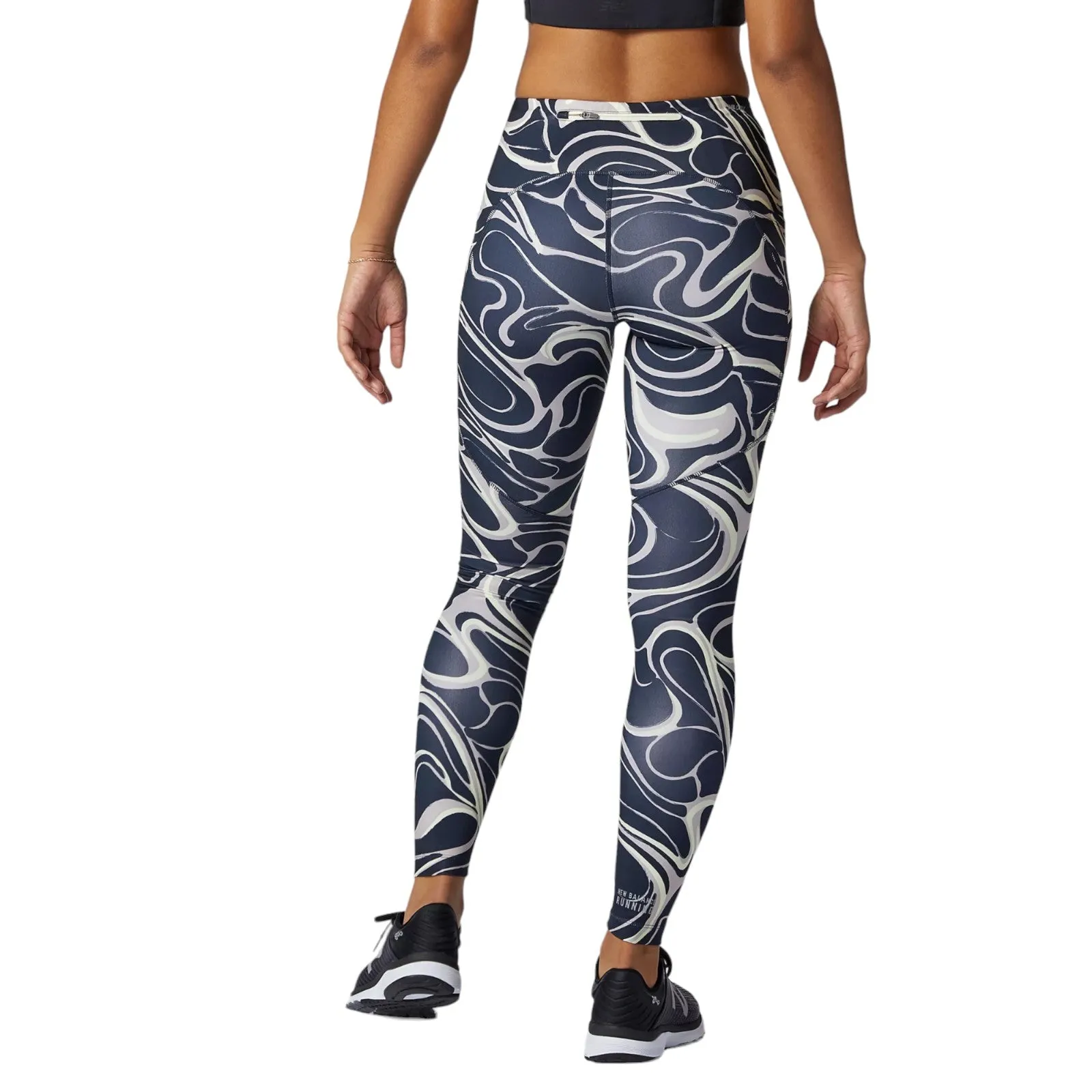 New Balance Womens Printed Impact Run Tights - Blue