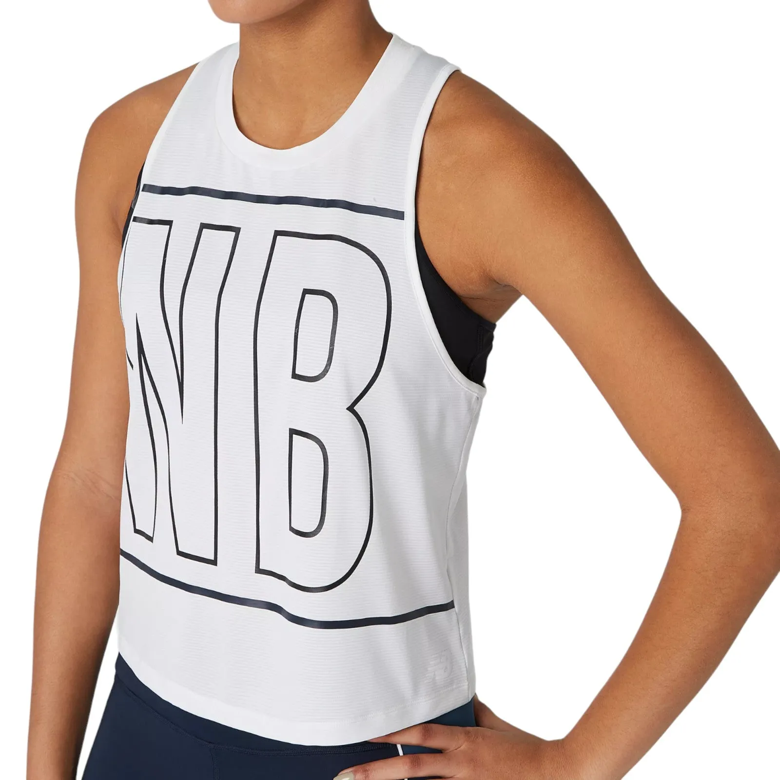 New Balance Womens Printed Velocity Crop Tank Top - White