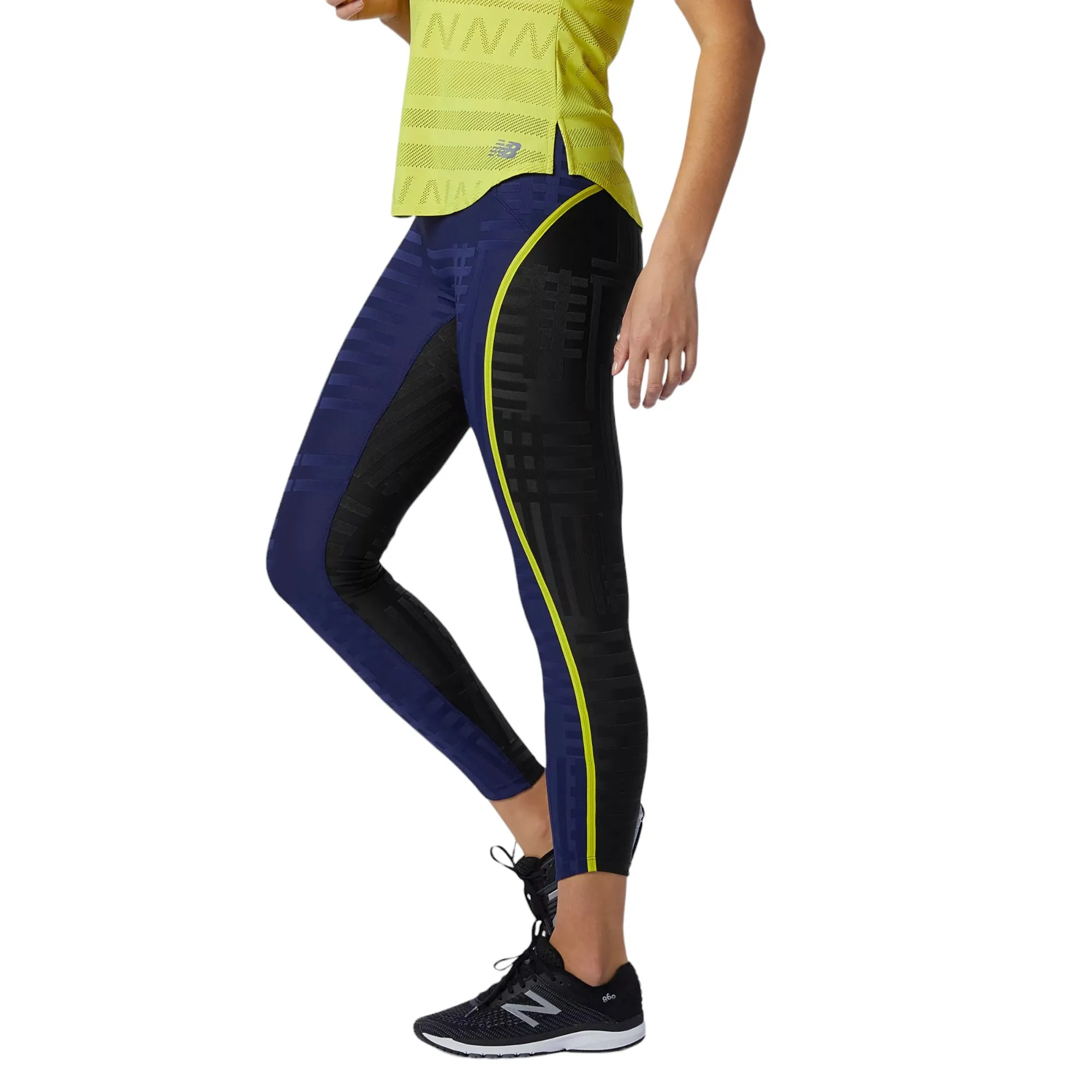 New Balance Womens Q Speed Texture Tights - Navy