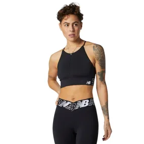 New Balance Womens Relentless Crop Top Sports Bra - Black