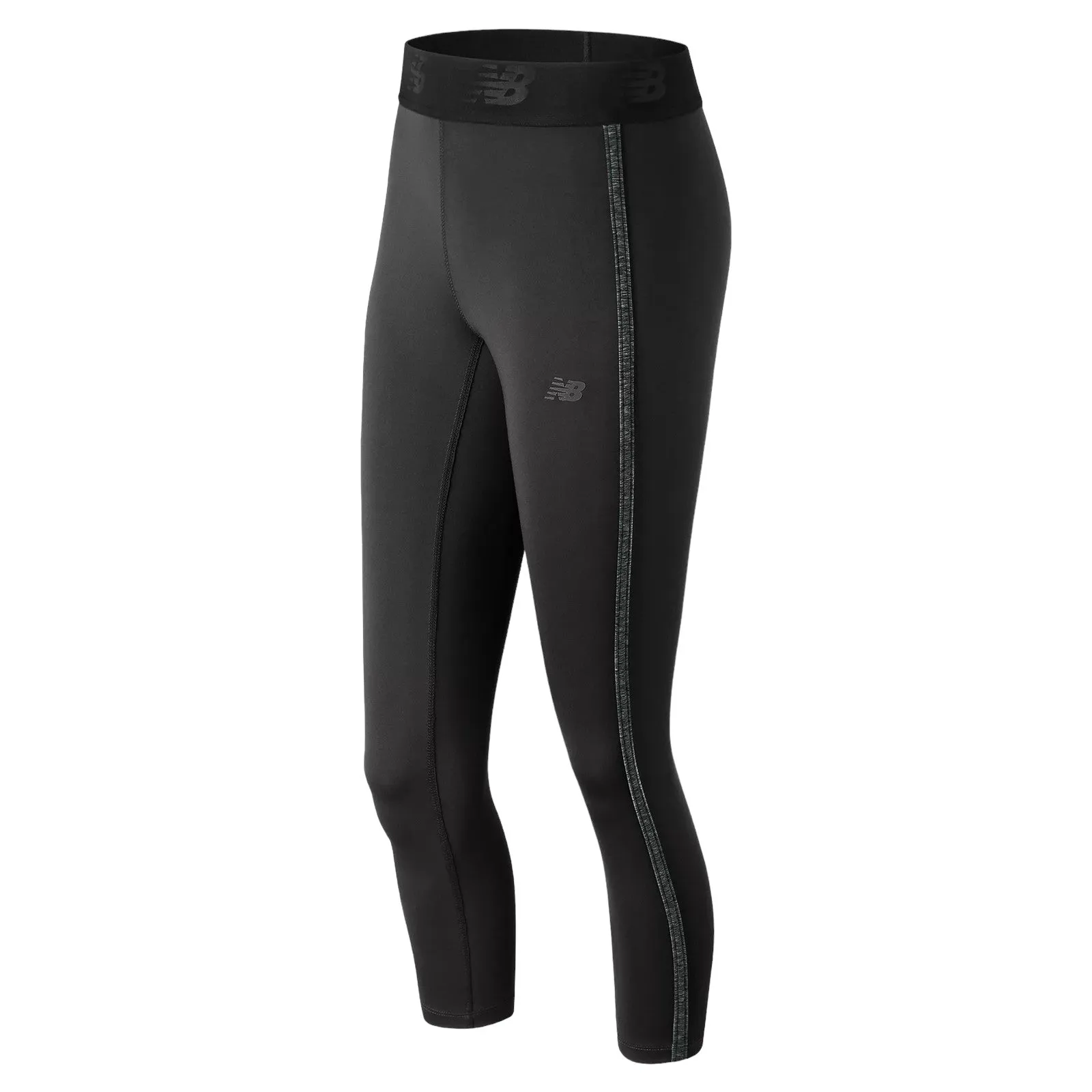 New Balance Womens Tuxedo Stripe Crop Tights - Black