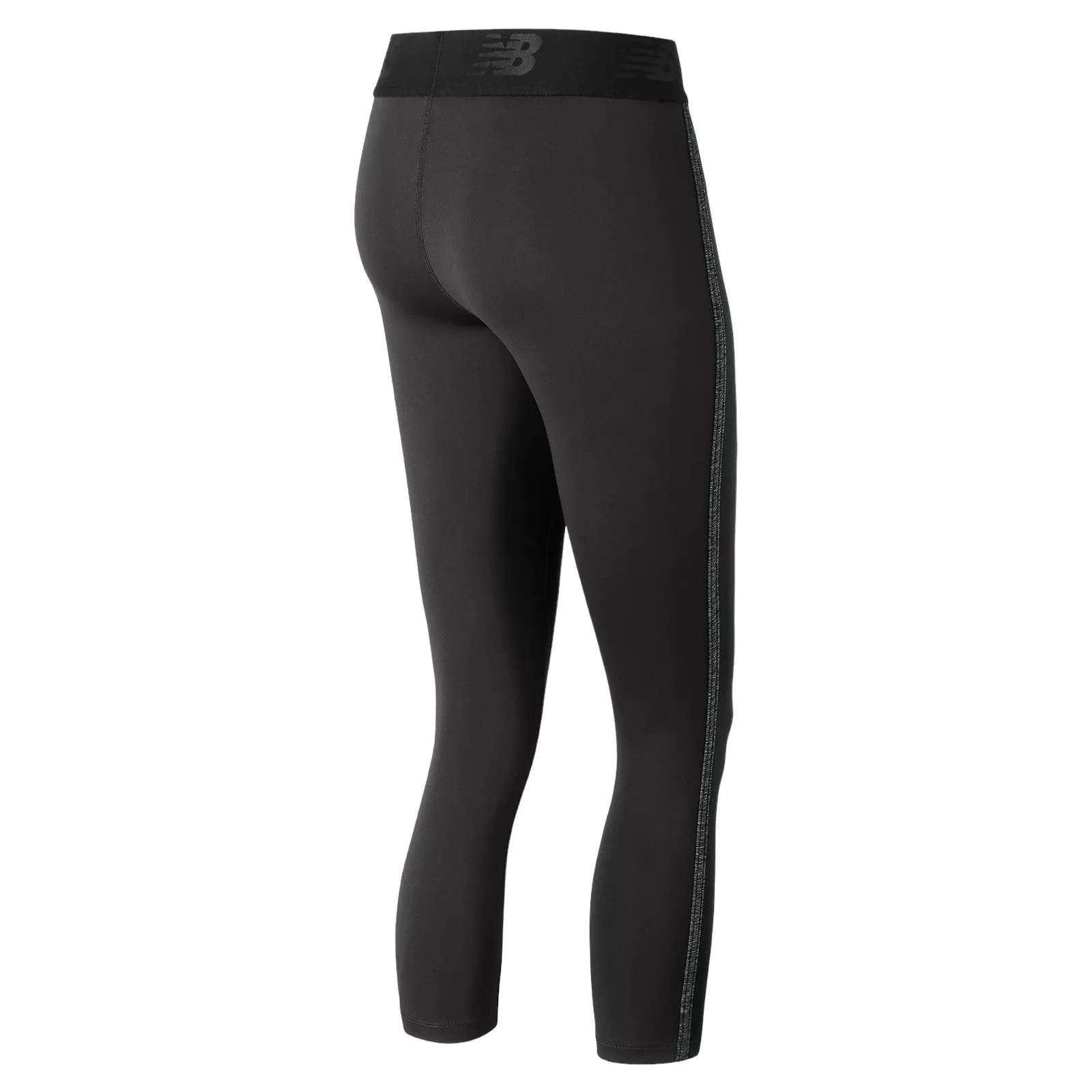 New Balance Womens Tuxedo Stripe Crop Tights - Black