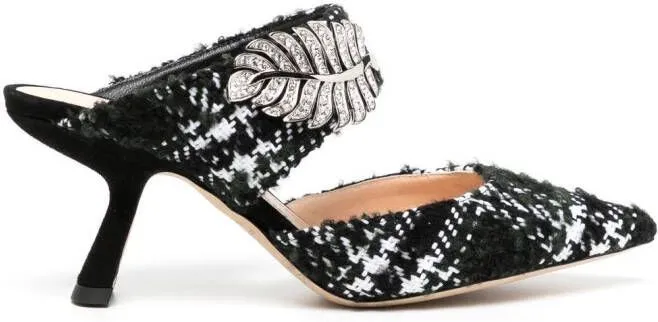 Nicholas Kirkwood Monstera wool 70mm mules Black