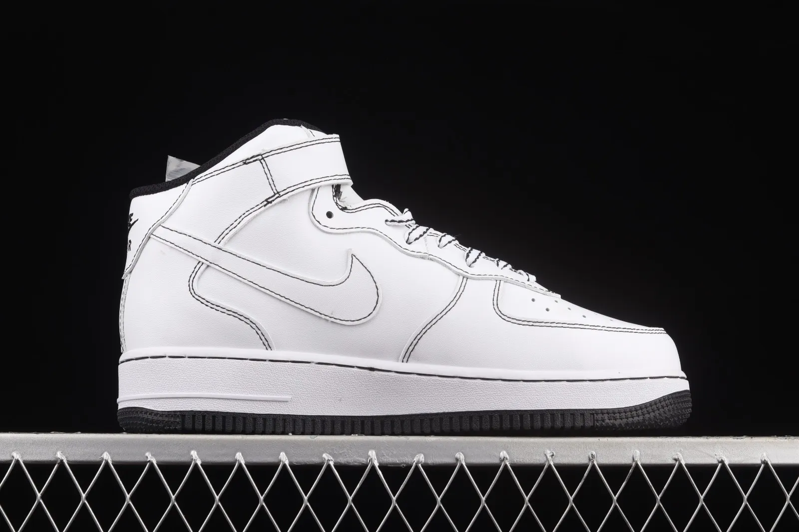 Nike Air Force 1 07 Mid Black White Contrast Stitch CV1724-194