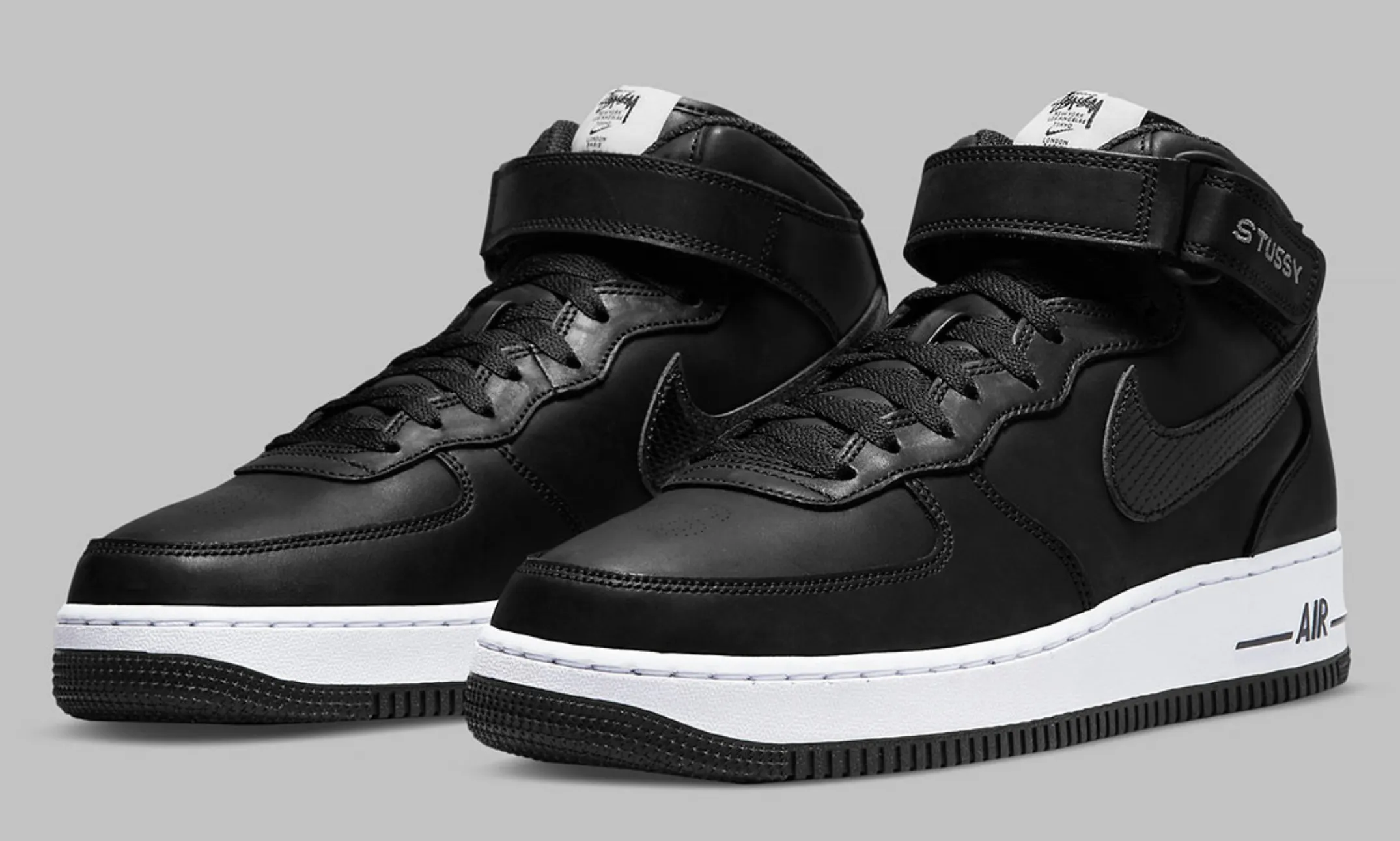 NIKE AIR FORCE 1 MID STUSSY BLACK WHITE