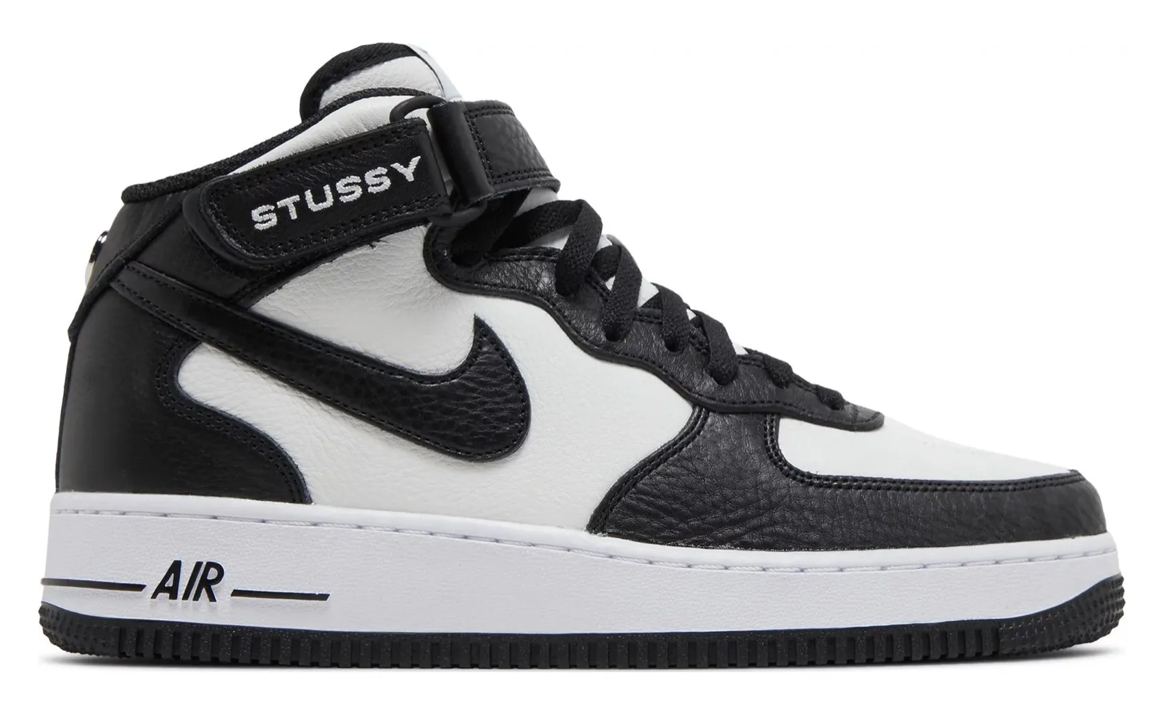 NIKE AIR FORCE 1 MID STUSSY LIGHT BONE BLACK