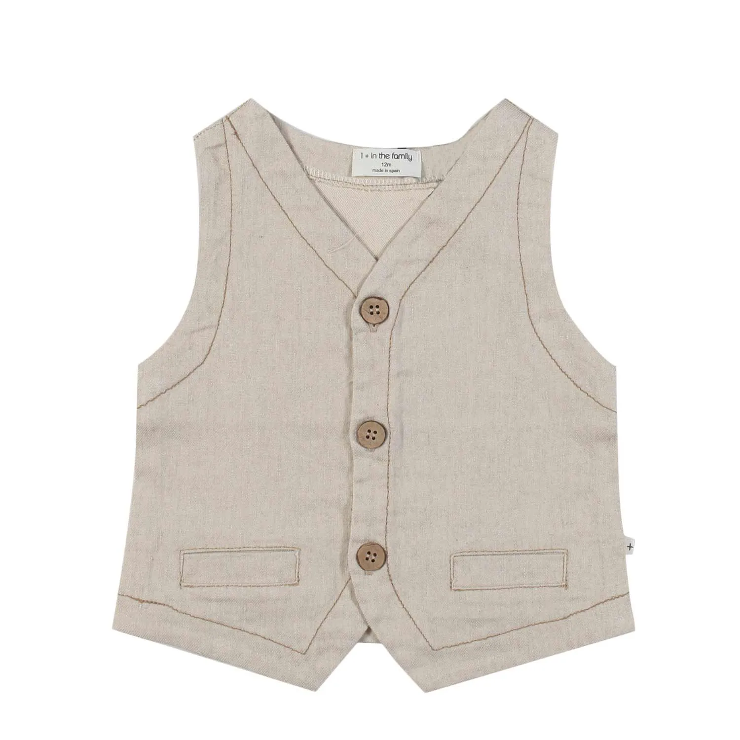 One More In The Family Dario Beige Vest For Baby Boys