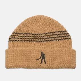 Pass Port Skateboards - Digger Striped Knit Beanie - Sand / Chocolate