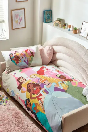 Pink Disney Princess 100% Cotton Duvet Cover and Pillowcase Set