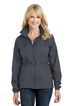 Port Authority Ladies Core Colorblock Wind Jacket L330 Battleship Grey/ Black