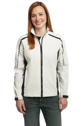 Port Authority Ladies Embark Soft Shell Jacket L307 Sea Salt White/Deep Grey